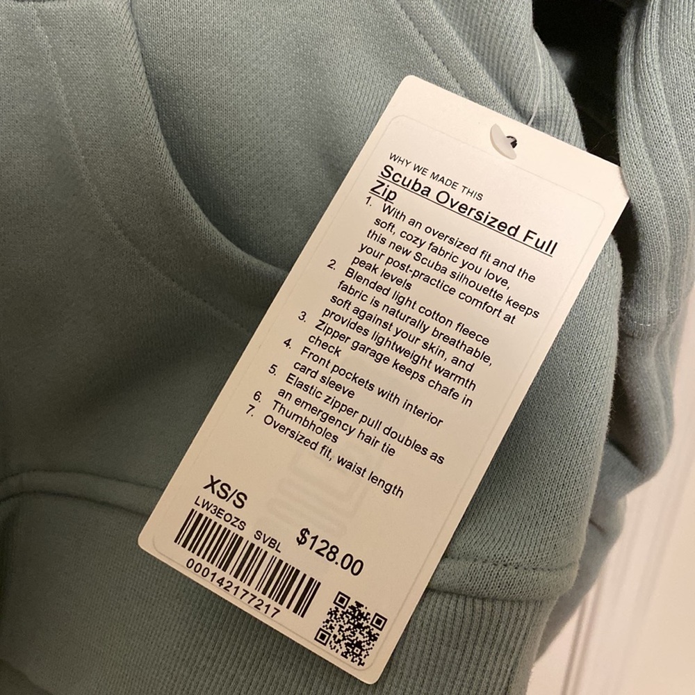 Lululemon scuba oversized full zip hoodie XS/S NWT silver blue - Picture 3 of 4